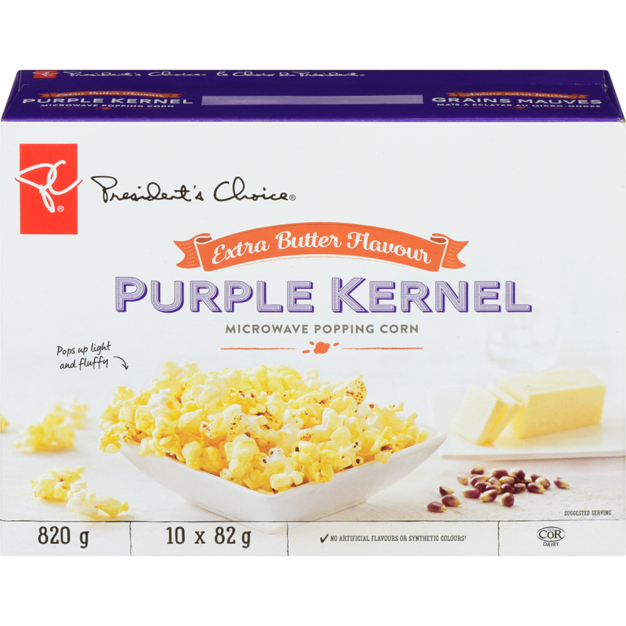 President's Choice - Extra Butter Flavour Purple Kernel Microwave Popcorn - 822 g - Canadian Distribution