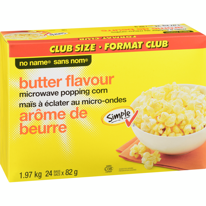 No Name - Microwave Butter Flavour Popcorn - Case - 24 x 1980 g - Canadian Distribution