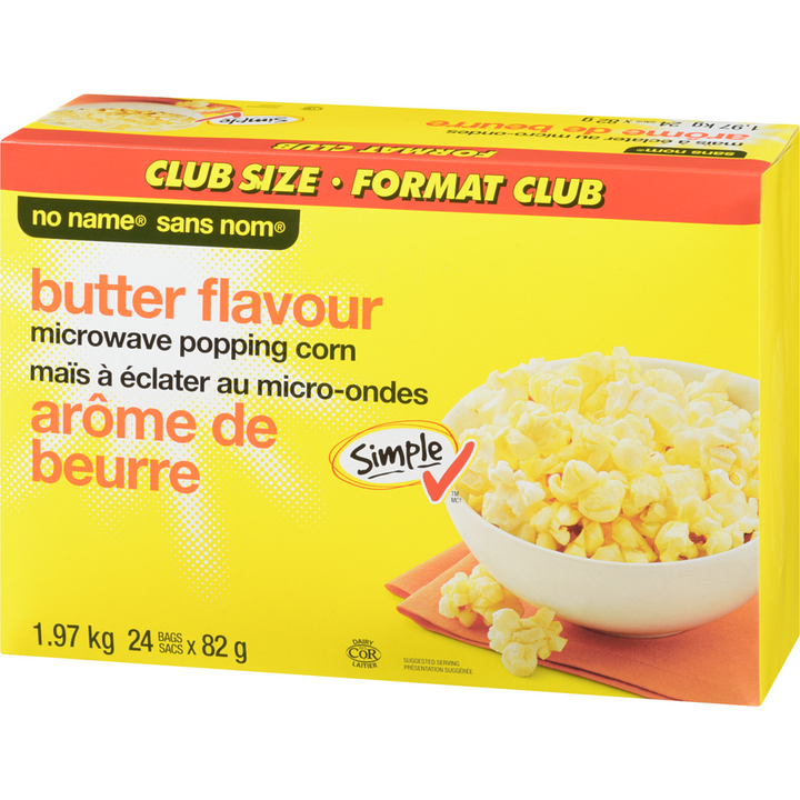 No Name - Microwave Butter Flavour Popcorn - Case - 24 x 1980 g - Canadian Distribution