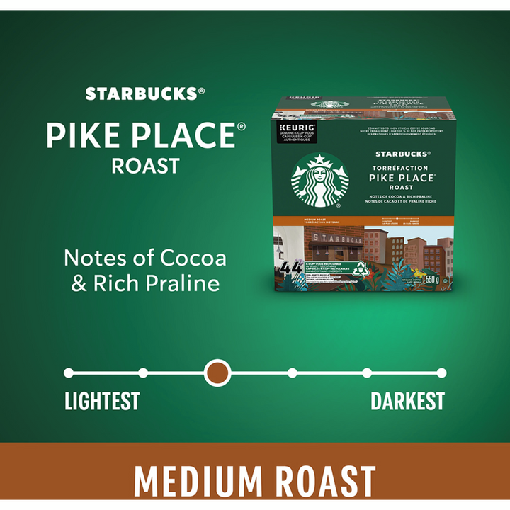 Starbucks - Pike Place Medium Roast Keurig K-Cup Coffee Pods - 550 g - Canadian Distribution