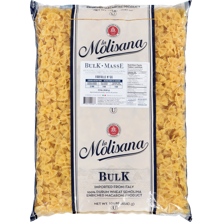 Molisana - 100% Durum Wheat Semolina Pasta Farfalle N°66 - 4540 g - Canadian Distribution