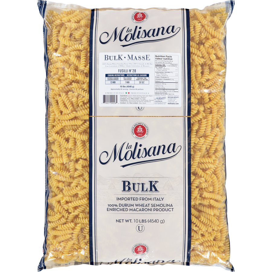 Molisana - 100% Durum Wheat Semolina Pasta Fusilli N°28 - 4540 g - Canadian Distribution