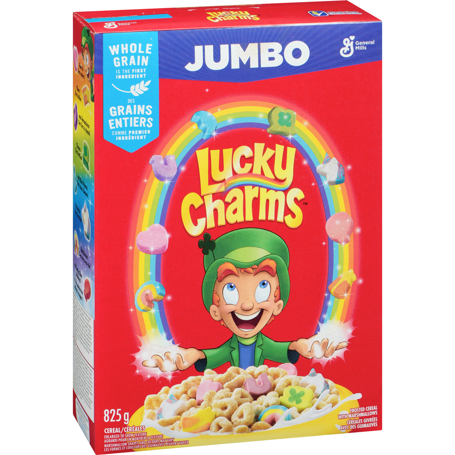 General Mills - Lucky Charms Breakfast Cereal with Marshmallows, Jumbo Size, Whole Grains - 825 g - Canadian Distribution