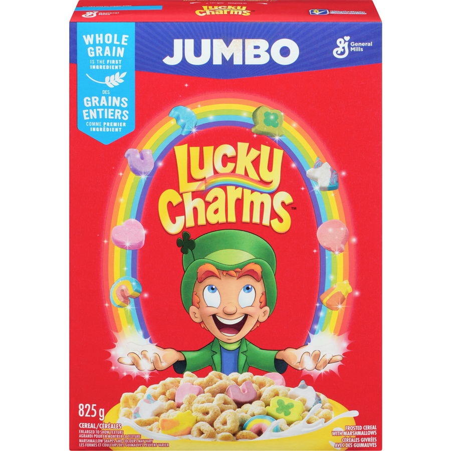 General Mills - Lucky Charms Breakfast Cereal with Marshmallows, Jumbo Size, Whole Grains - 825 g - Canadian Distribution