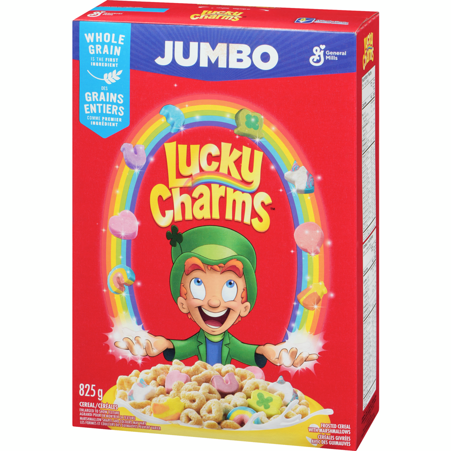 General Mills - Lucky Charms Breakfast Cereal with Marshmallows, Jumbo Size, Whole Grains - 825 g - Canadian Distribution