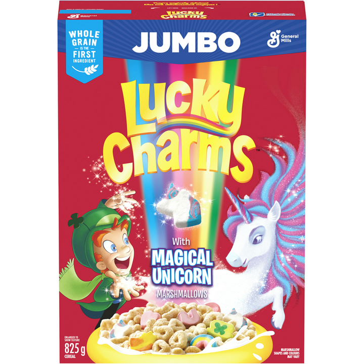 General Mills - Lucky Charms Breakfast Cereal with Marshmallows, Jumbo Size, Whole Grains - 825 g - Canadian Distribution