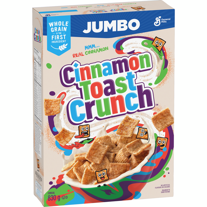 General Mills - Cinnamon Toast Crunch Breakfast Cereal, Jumbo Size, Whole Grains - 830 g - Canadian Distribution