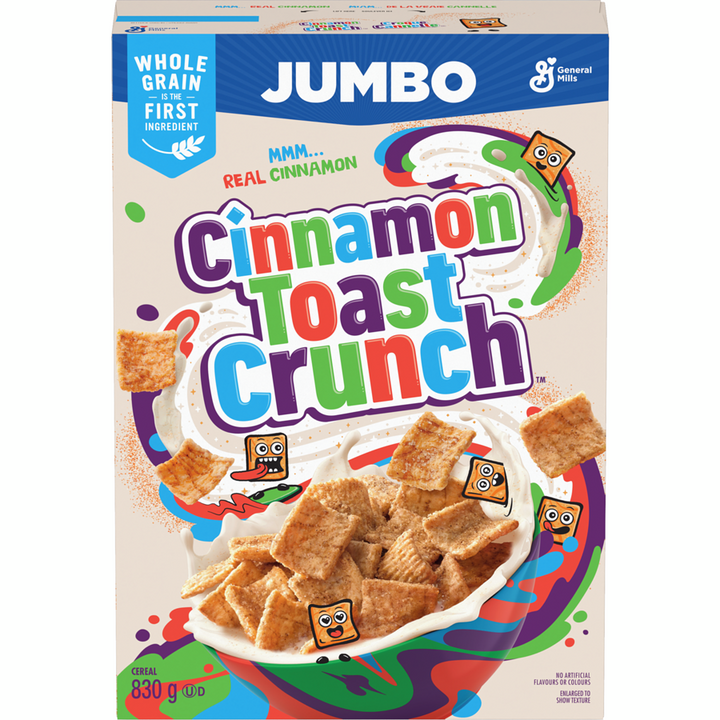 General Mills - Cinnamon Toast Crunch Breakfast Cereal, Jumbo Size, Whole Grains - 830 g - Canadian Distribution