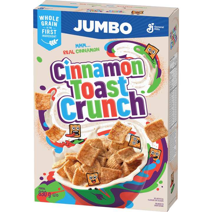 General Mills - Cinnamon Toast Crunch Breakfast Cereal, Jumbo Size, Whole Grains - 830 g - Canadian Distribution