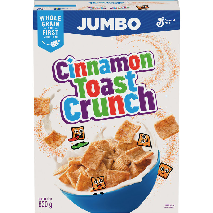 General Mills - Cinnamon Toast Crunch Breakfast Cereal, Jumbo Size, Whole Grains - 830 g - Canadian Distribution