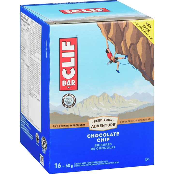 Clif - Bar Chocolate Chip 16 Energy Bars x 68 g - 1.3 kg - Canadian Distribution