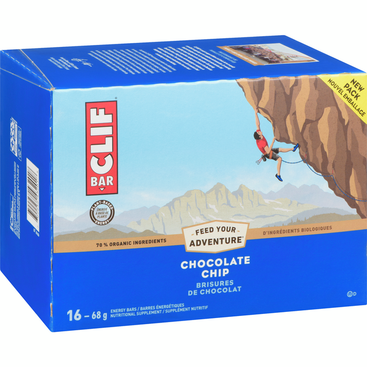 Clif - Bar Chocolate Chip 16 Energy Bars x 68 g - 1.3 kg - Canadian Distribution