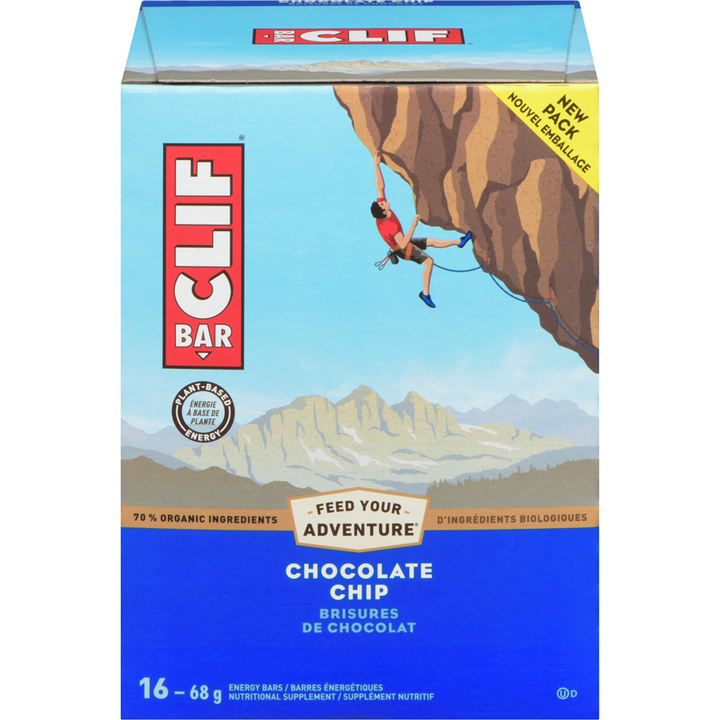 Clif - Bar Chocolate Chip 16 Energy Bars x 68 g - 1.3 kg - Canadian Distribution