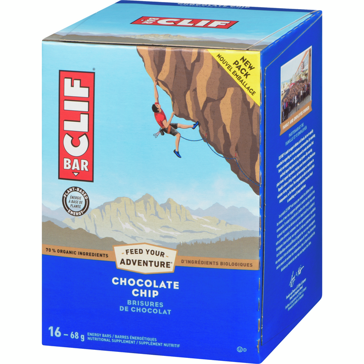 Clif - Bar Chocolate Chip 16 Energy Bars x 68 g - 1.3 kg - Canadian Distribution