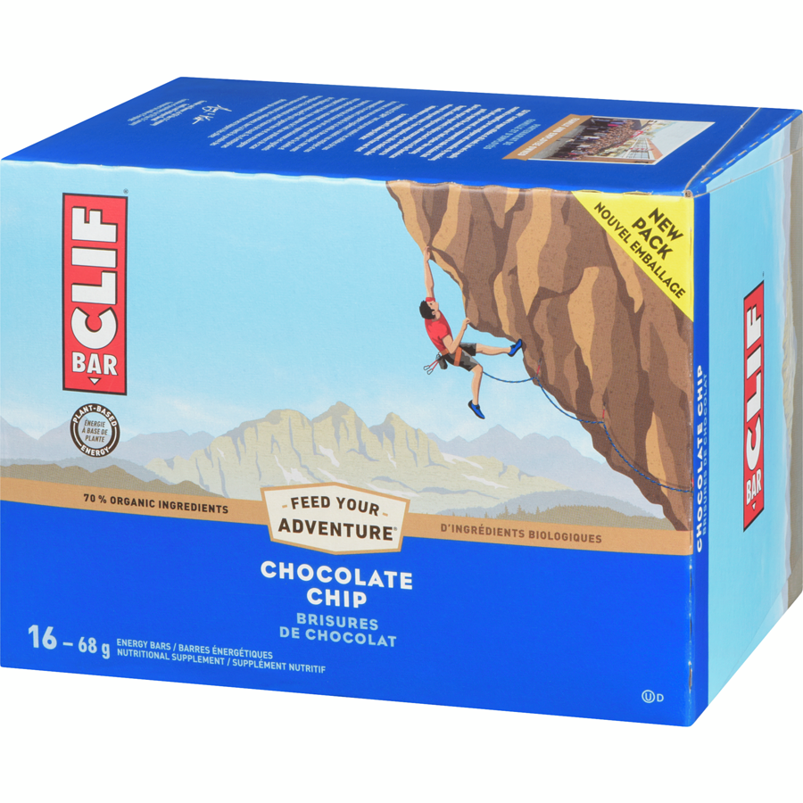 Clif - Bar Chocolate Chip 16 Energy Bars x 68 g - 1.3 kg - Canadian Distribution