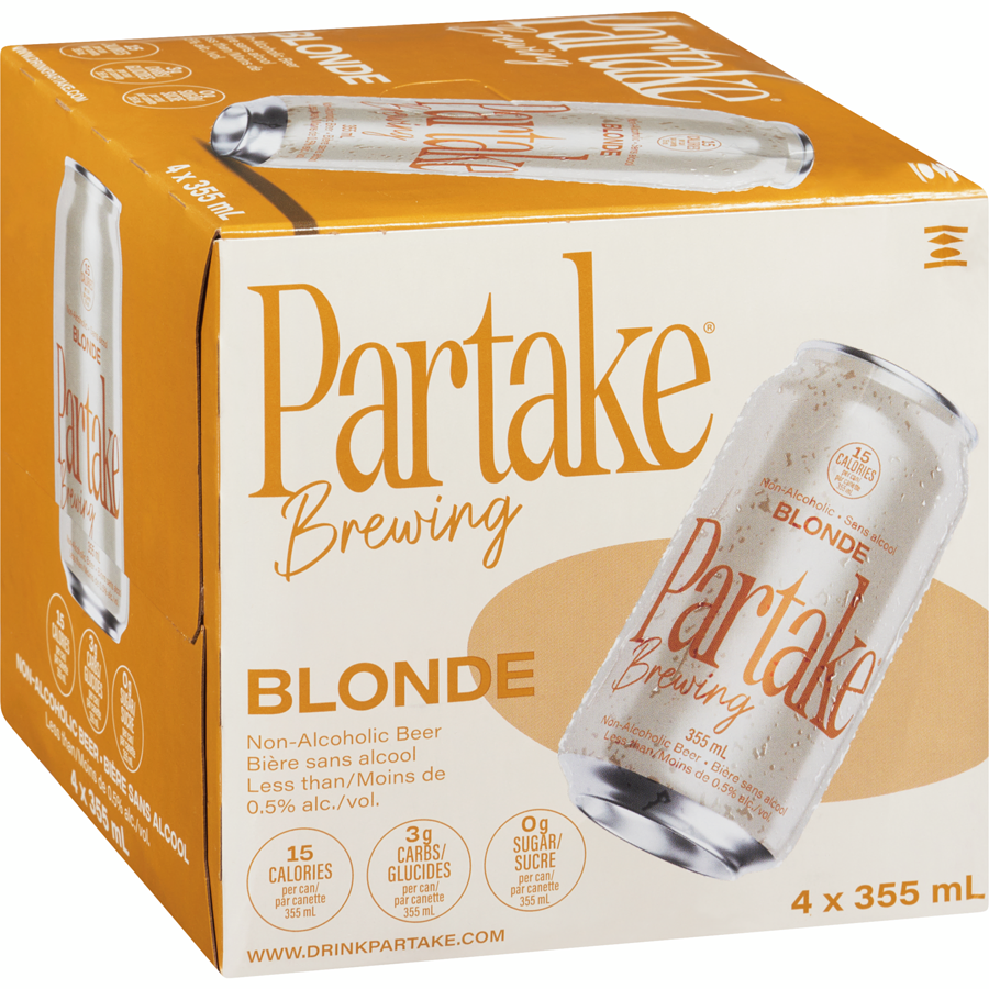 Partake - Craft Non-Alcoholic Beer Blonde - Case - 4 x 355 ml - Canadian Distribution