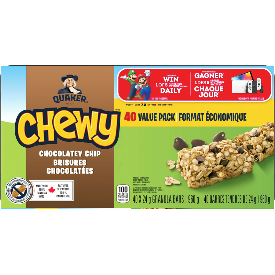 Quaker - Chewy Chocolate Chip Bar - 960 g - Canadian Distribution