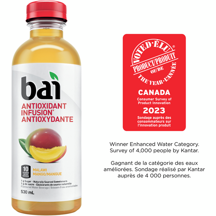 Bai - Mango Malawi, 12-Pack - Case - 12 x 530 ml - Canadian Distribution