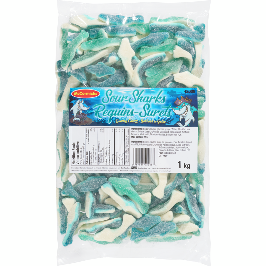 McCormicks - Gummy Candy Sour-Sharks - 1 kg - Canadian Distribution