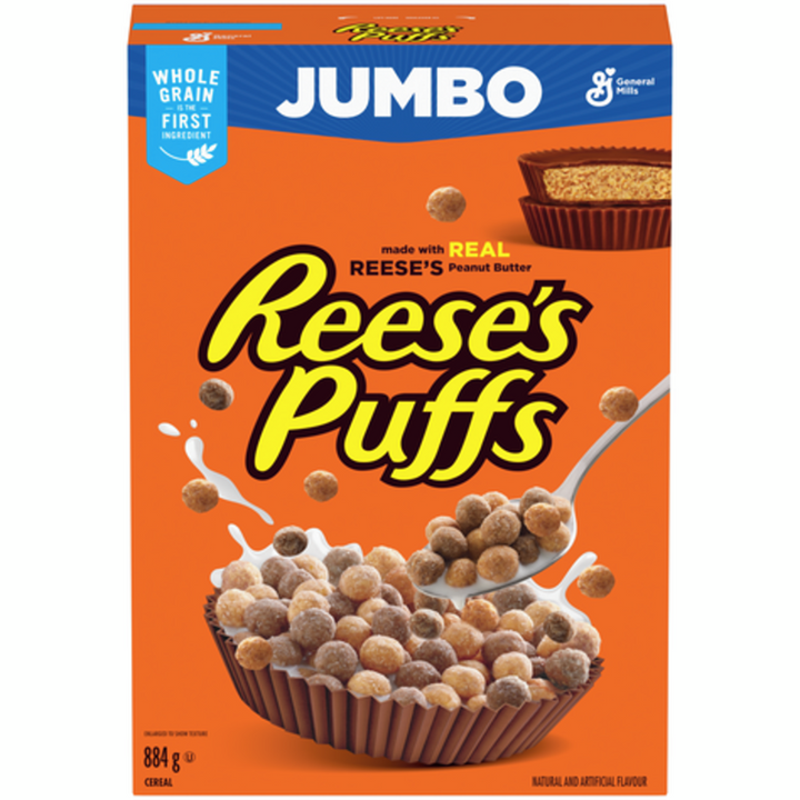 General Mills - Reese's Puffs Breakfast Cereal, Peanut Butter Chocolate, Jumbo Size - 884 g - Canadian Distribution