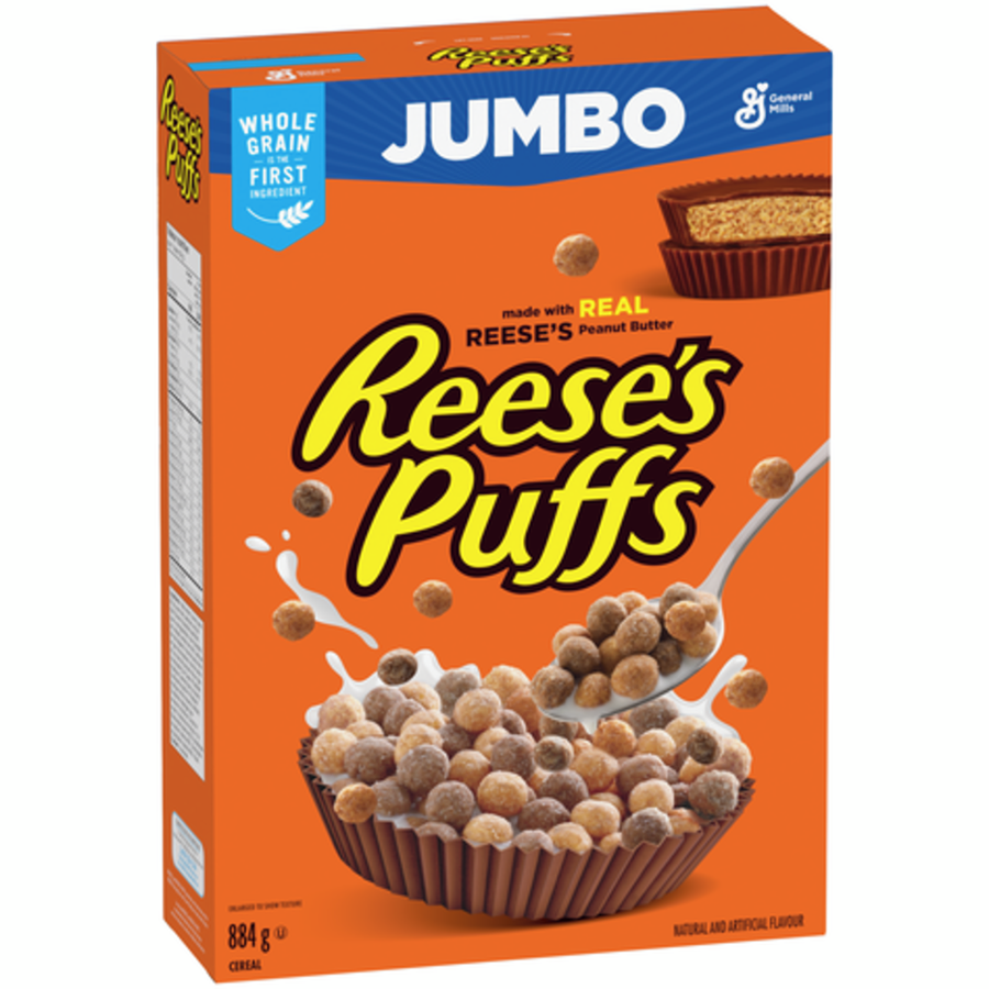 General Mills - Reese's Puffs Breakfast Cereal, Peanut Butter Chocolate, Jumbo Size - 884 g - Canadian Distribution