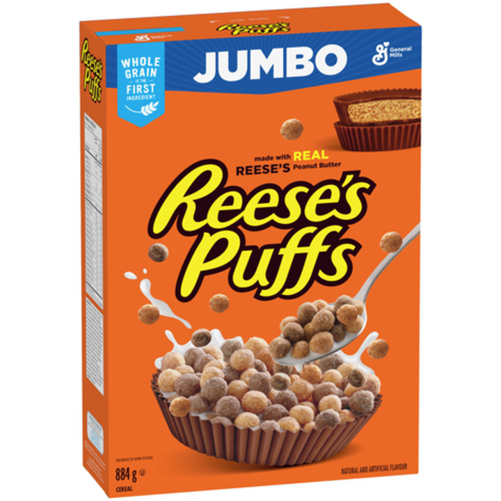 General Mills - Reese's Puffs Breakfast Cereal, Peanut Butter Chocolate, Jumbo Size - 884 g - Canadian Distribution