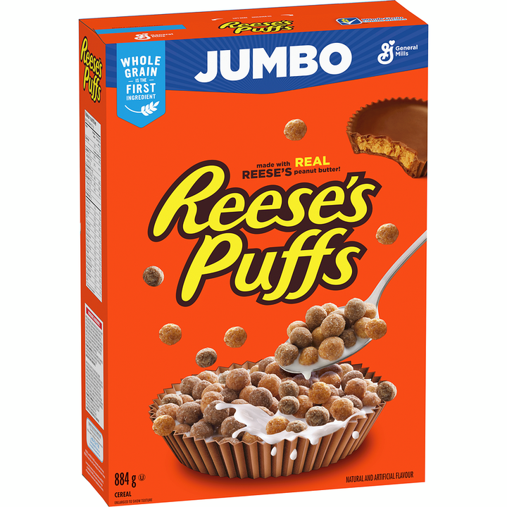 General Mills - Reese's Puffs Breakfast Cereal, Peanut Butter Chocolate, Jumbo Size - 884 g - Canadian Distribution