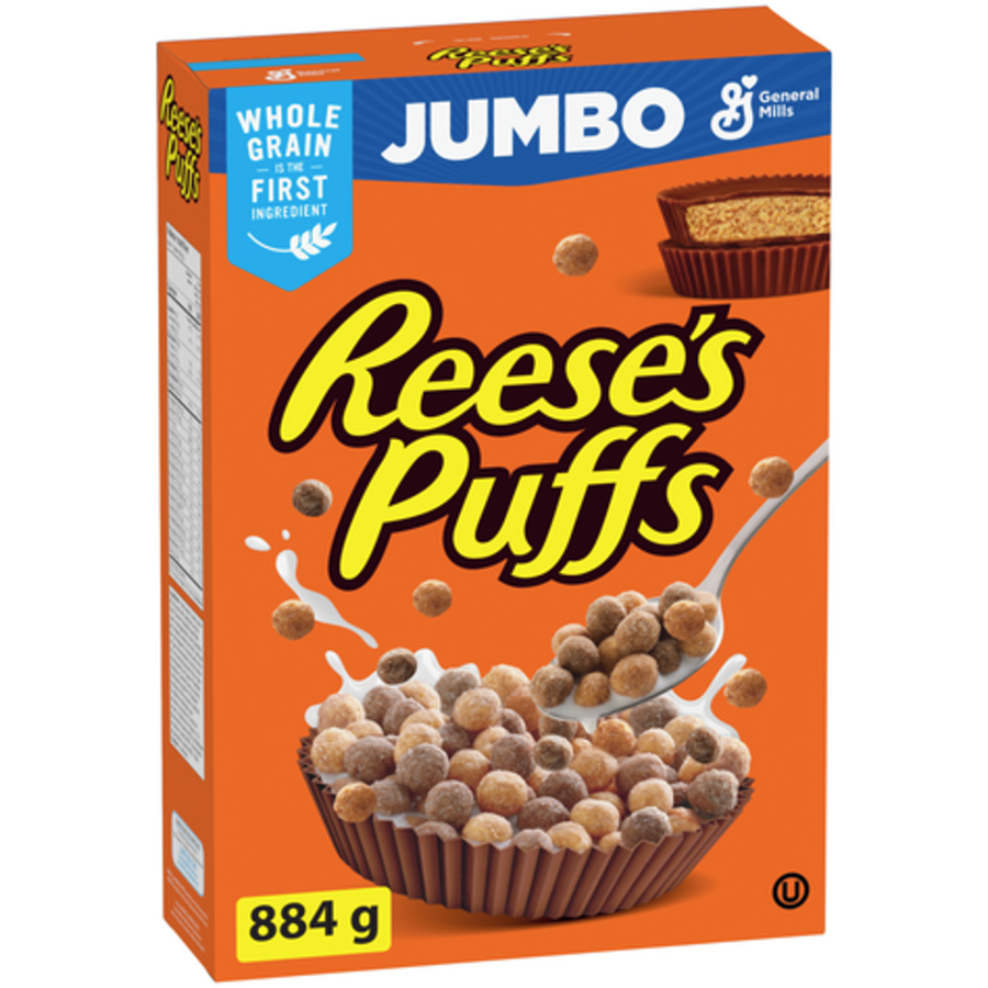 General Mills - Reese's Puffs Breakfast Cereal, Peanut Butter Chocolate, Jumbo Size - 884 g - Canadian Distribution