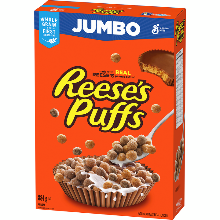 General Mills - Reese's Puffs Breakfast Cereal, Peanut Butter Chocolate, Jumbo Size - 884 g - Canadian Distribution