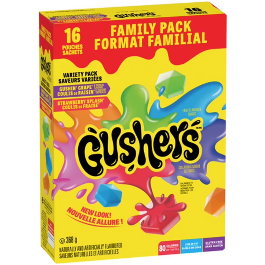 Betty Crocker - Gushers Fruit Flavoured Snacks, Variety Pack, Family Pack - 368 g - Canadian Distribution