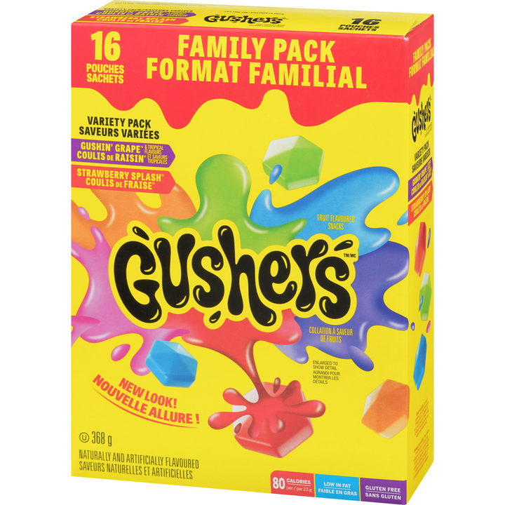 Betty Crocker - Gushers Fruit Flavoured Snacks, Variety Pack, Family Pack - 368 g - Canadian Distribution