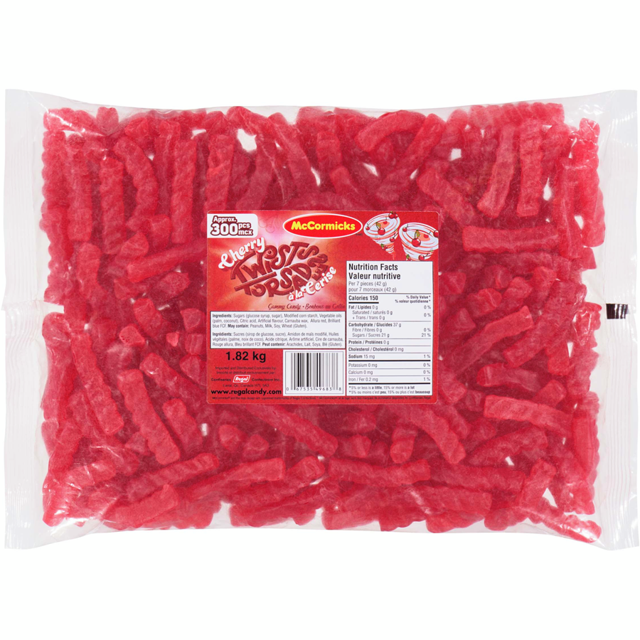 McCormicks - Gummy Candy Cherry Twists - 1.8 kg - Canadian Distribution