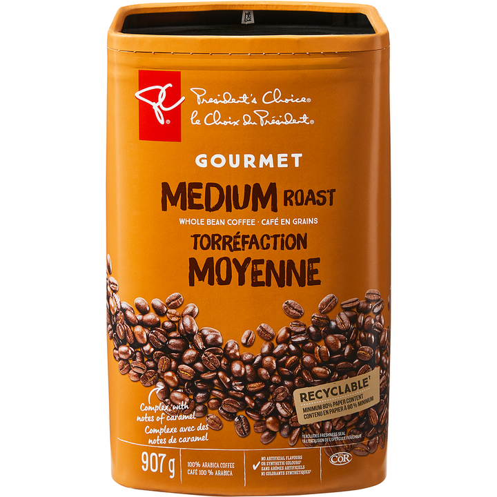 President's Choice - Gourmet Medium Roast Whole Bean Coffee - 907 g - Canadian Distribution