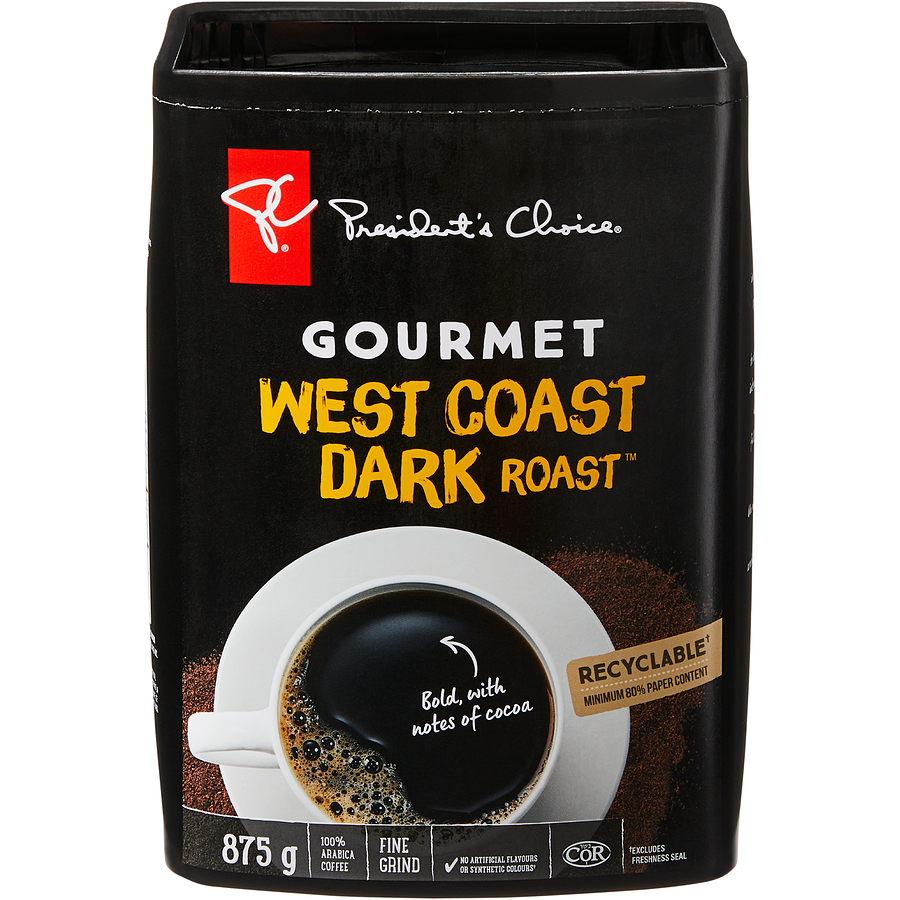 President's Choice - Gourmet West Coast Dark Roast Fine Grind Coffee - 875 g - Canadian Distribution