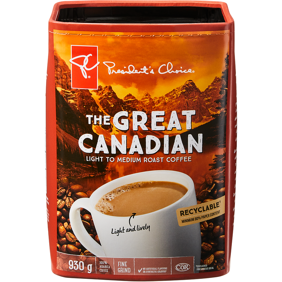 President's Choice - The Great Canadian Light to Medium Roast Fine Grind Coffee - 930 g - Canadian Distribution