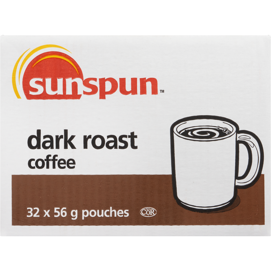 Sunspun - Dark Roast Coffee - Case - 32 x 56 g - Canadian Distribution