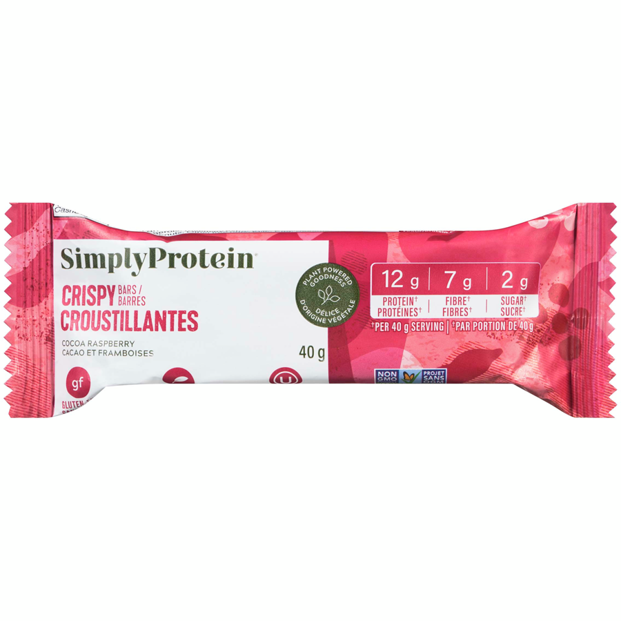 Simply Protein - Snack Bar Cocoa Raspberry, 12-Pack - Case - 12 x 40 g - Canadian Distribution