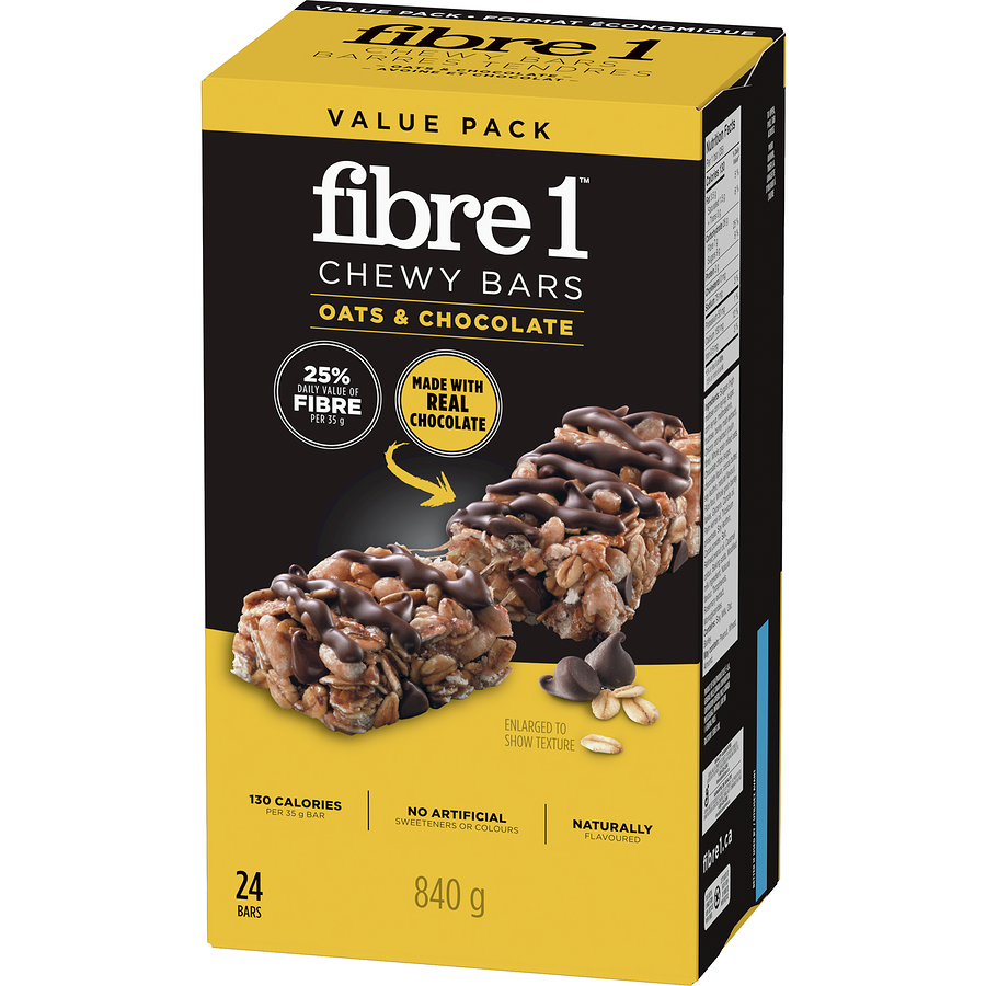 Fibre 1 - Chewy Bars Oats & Chocolate - 840 g - Canadian Distribution