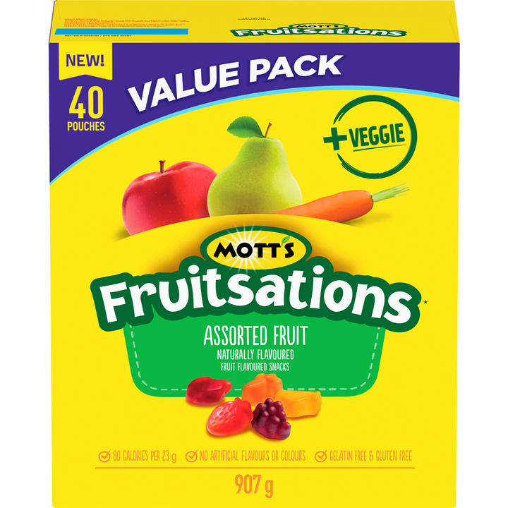 Mott's - Fruitsations Fruit Flavoured Snacks, Assorted Fruit, Gluten Free - 907 g - Canadian Distribution