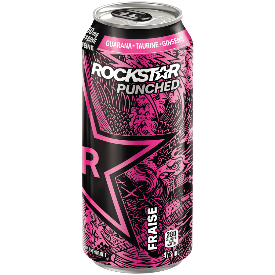 Rockstar - Punched Strawberry 12-Can - Case - 12 x 473 ml - Canadian Distribution