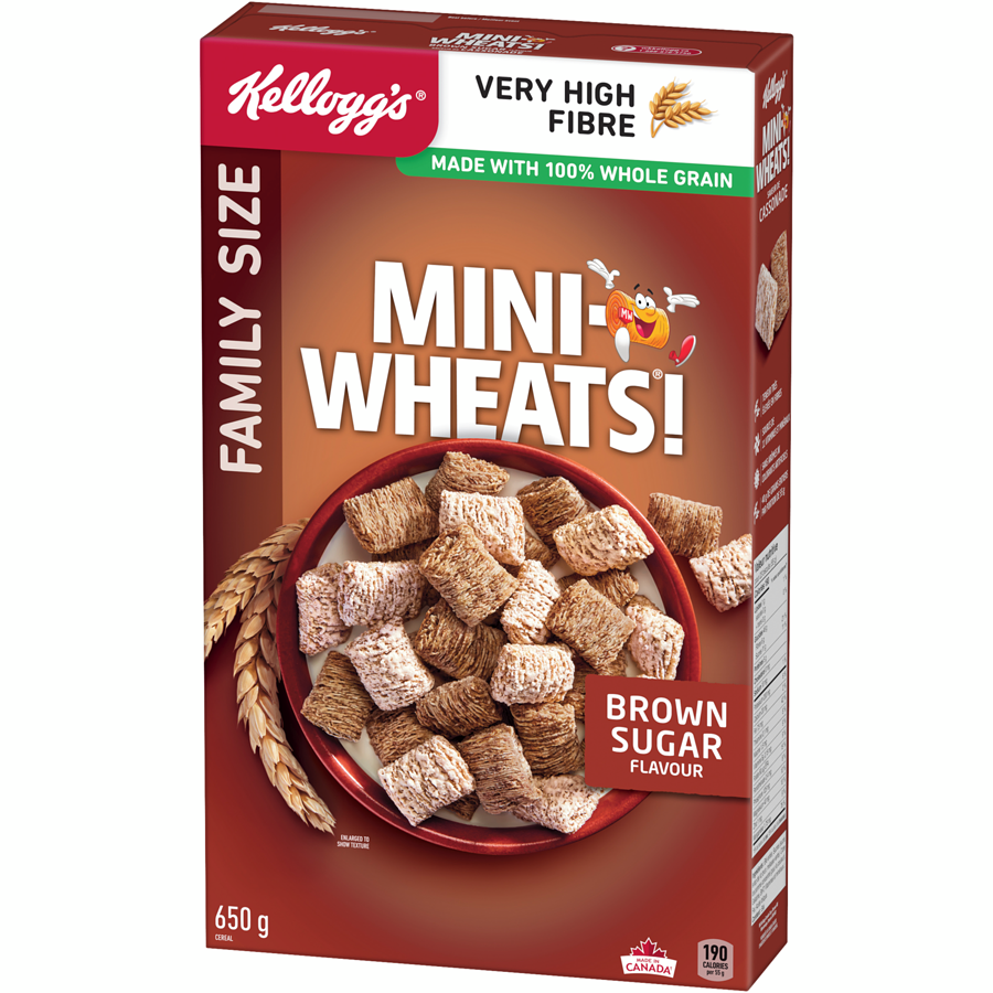 Kelloggs - Mini Wheats Brown Sugar Flavour Family Size Cereal - 650 g - Canadian Distribution