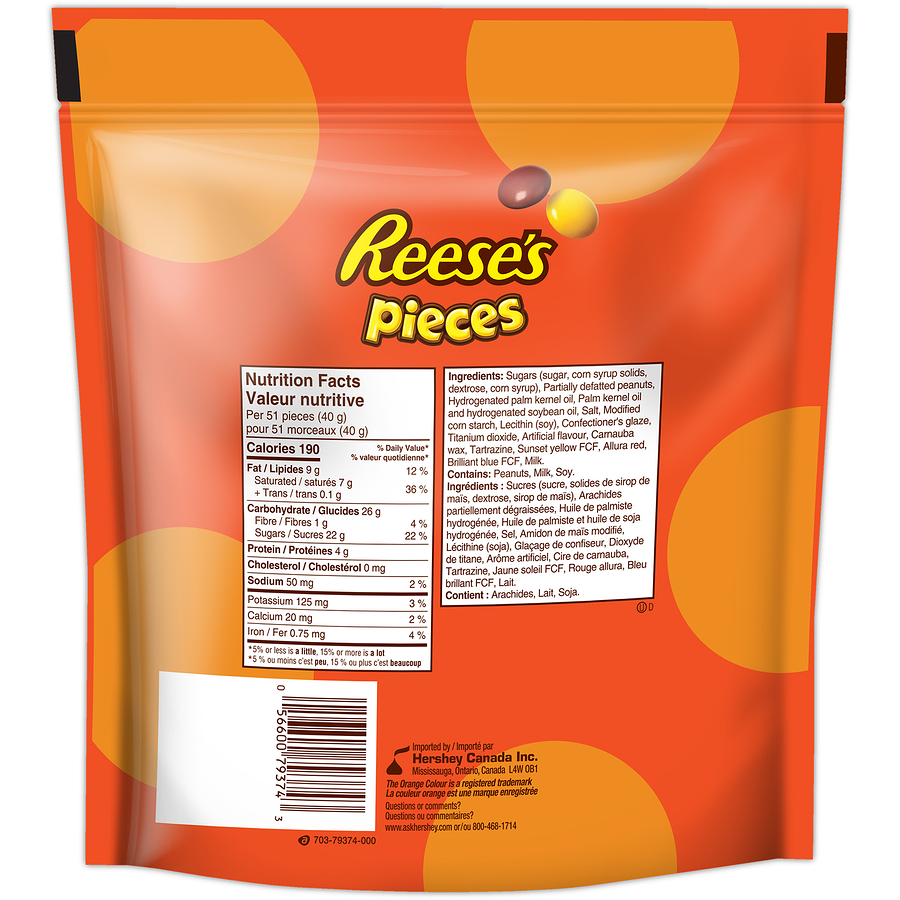 Hershey's - Reese'S Pieces Peanut Butter Candy - 800 g - Canadian Distribution