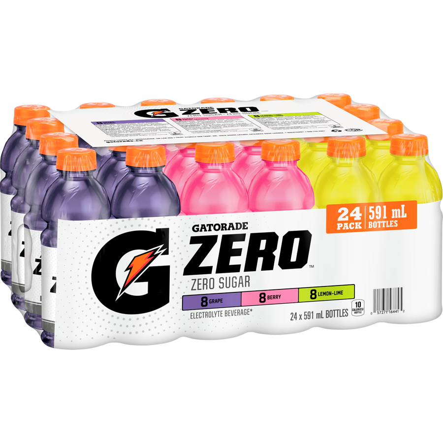 Gatorade - Zero Variety Flavour - Case - 24 x 591 ml - Canadian Distribution