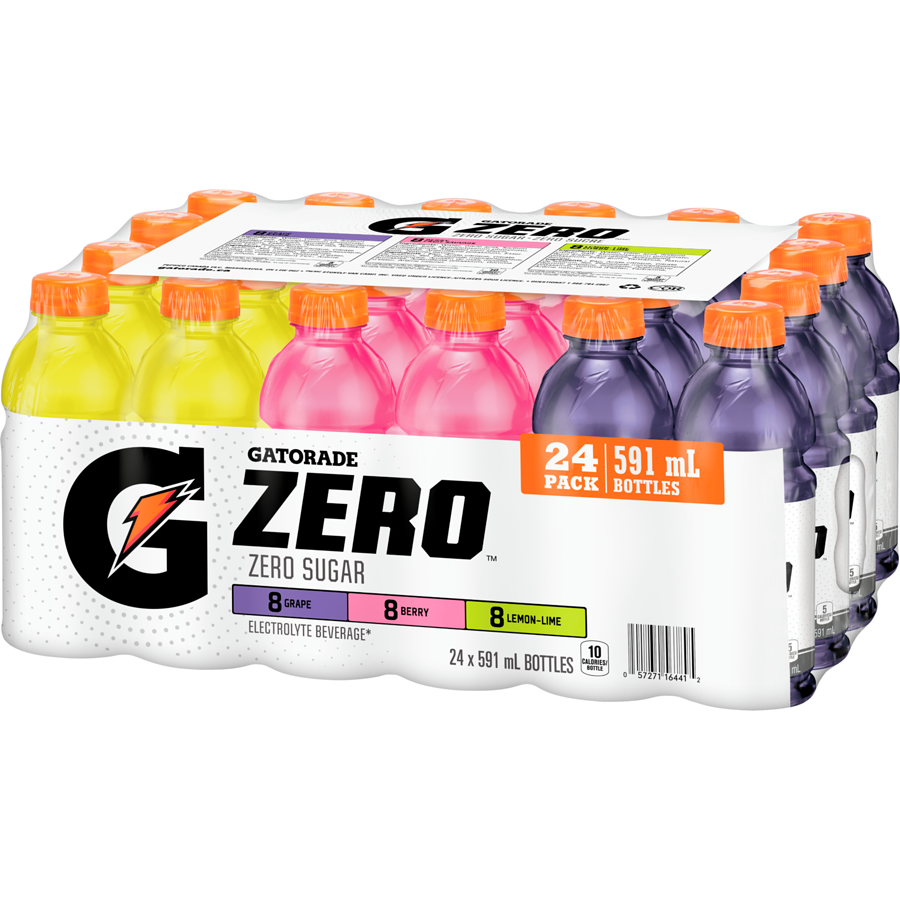 Gatorade - Zero Variety Flavour - Case - 24 x 591 ml - Canadian Distribution