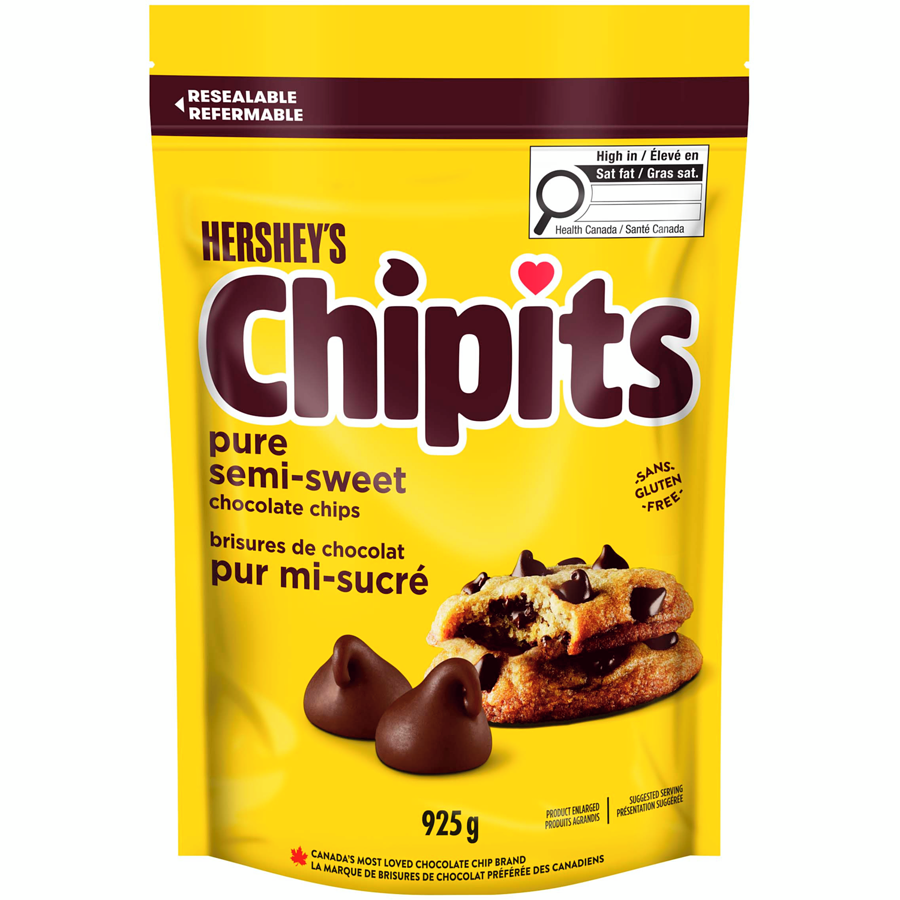 Hershey's - Chipits Pure Semi-Sweet Chocolate Chips, 925G - 925 g - Canadian Distribution