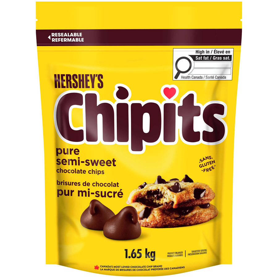 Hershey's - Chipits Pure Semi-Sweet Chocolate Chips, 1.65Kg - 1650 g - Canadian Distribution