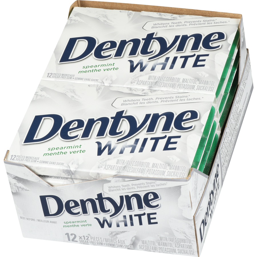 Dentyne - White Spearmint Gum - Case - 12x12 each - Canadian Distribution