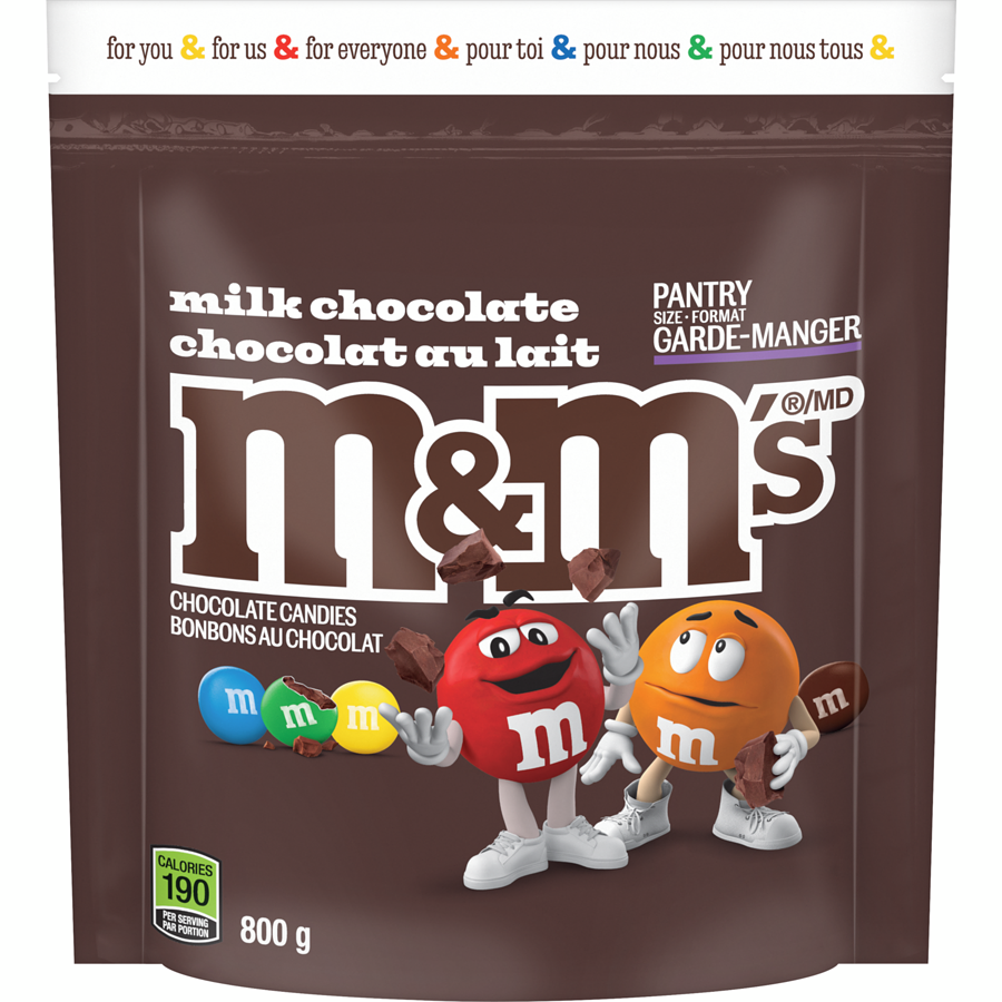 M&M's - Milk Chocolate Candies, Party Size Share Bag - 800 g - Canadian Distribution