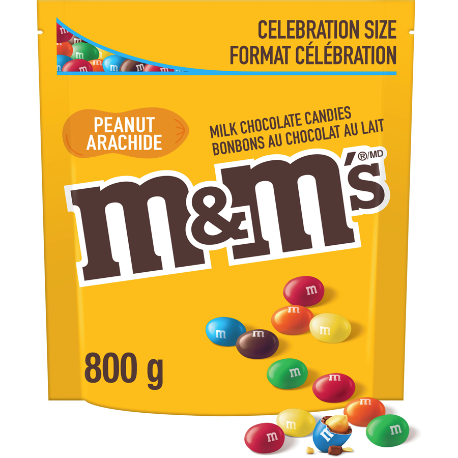 M&M's - Peanut Milk Chocolate Candies, Party Size Share Bag - 800 g - Canadian Distribution