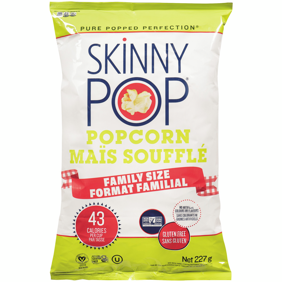 Skinnypop Popcorn - Pure Popped Perfection Popcorn Family Size - 227 g - Canadian Distribution